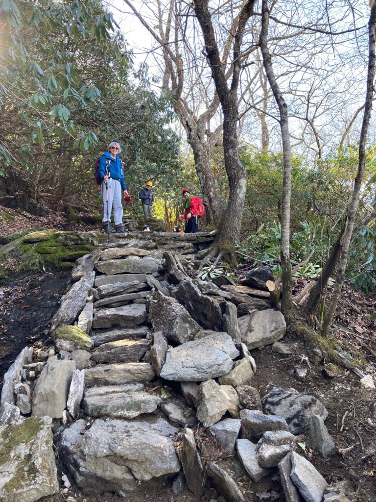 First hikers to use completed steps from our Third Friday Trail Maintenance Workday