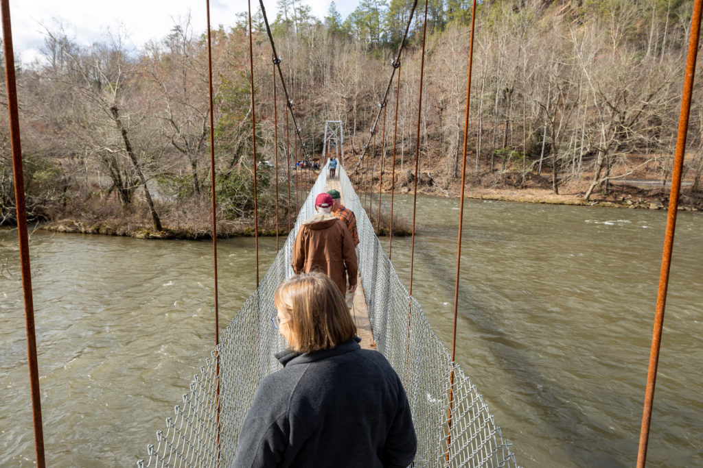 Getting a view from the Needmore Bridge over the Little Tennessee River